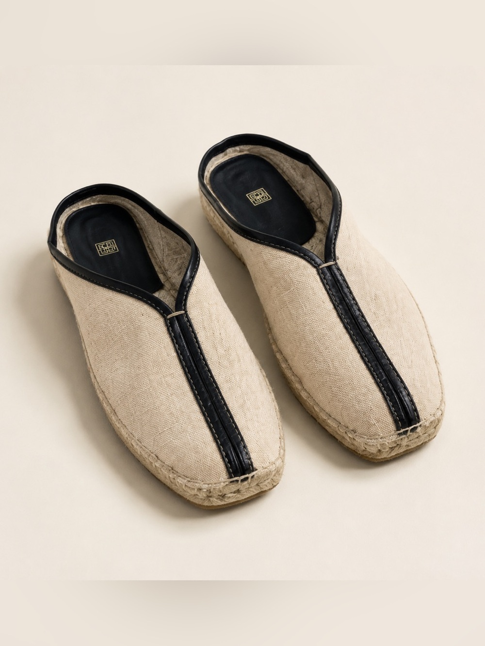 TOTEME Leather-Trimmed Canvas Espadrille Mules Size 35